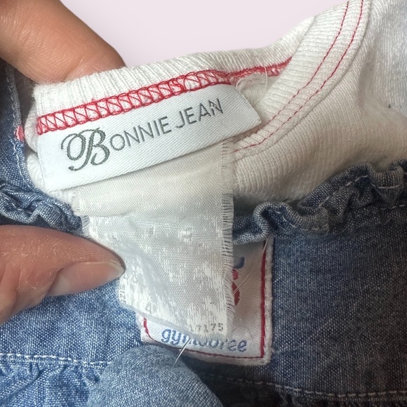 Vintage Baby Bonnie Jean Denim Floral Print Outfit With Hat Size 12-18 Months - Picture 10 of 10